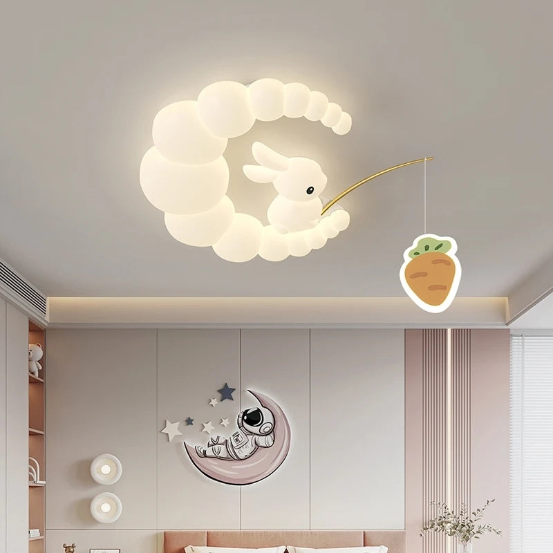 Creative Children's Room Ceiling Lamps Carrot Cloud Rabbit Ceiling Light Nursery Room School Baby Girl Bedroom Chandelier AC220V - vue 2 sur 15