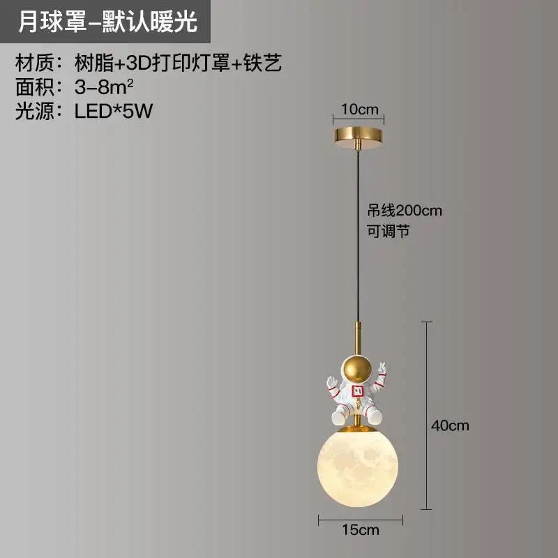 suspension astronautes design nordique luminaire décoratif intérieur - vue 6 sur 9