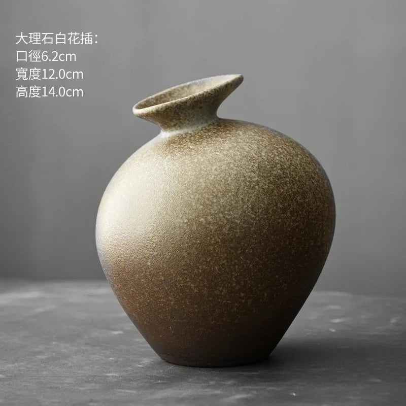 vase en terre cuite japonais imitation pierre vintage pour fleurs - vue 20 sur 21