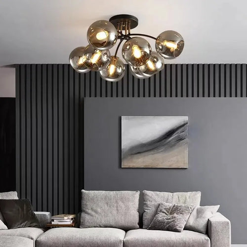 Lampe Plafonnier Verre Nordique Noir Or