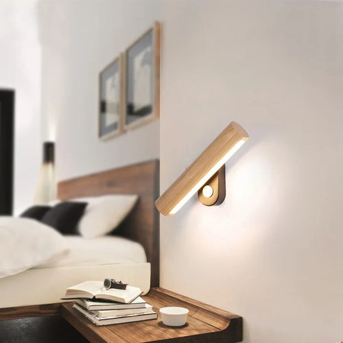 Applique murale LED Rotatives en bois arrondi - vue 3 sur 8