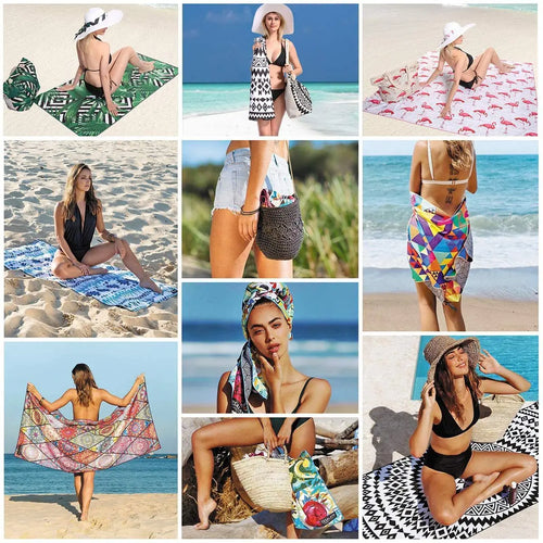 Serviette de plage sechage rapide sans sable raye