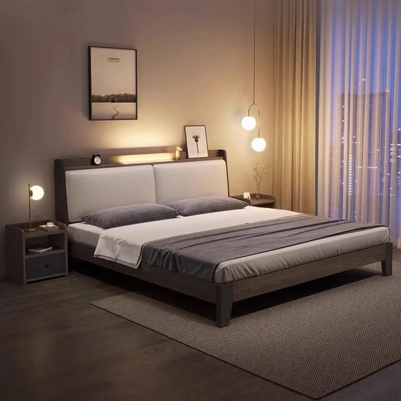 lit double nordique minimaliste multifonction luxe moderne
