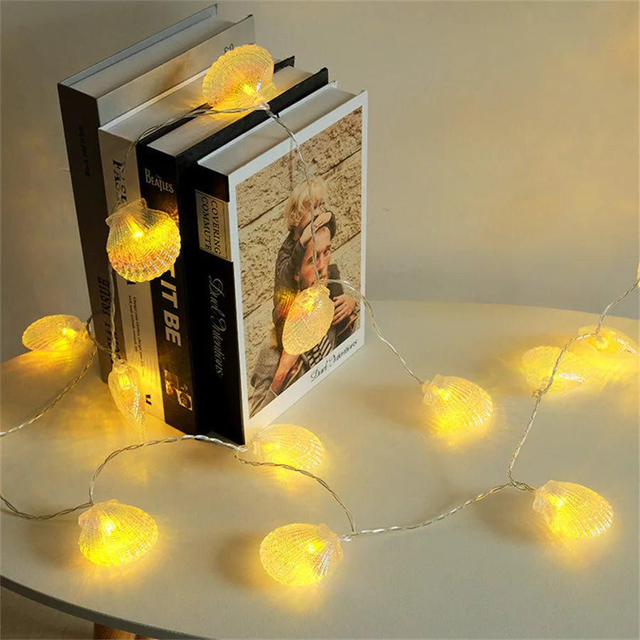 guirlande lumineuse coquillages pour décor océan fête mariage - vue 5 sur 7