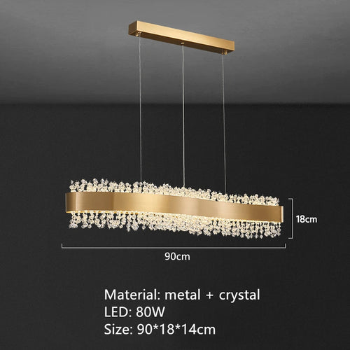lustre moderne en cristal avec métal doré réglable - vue 10 sur 12