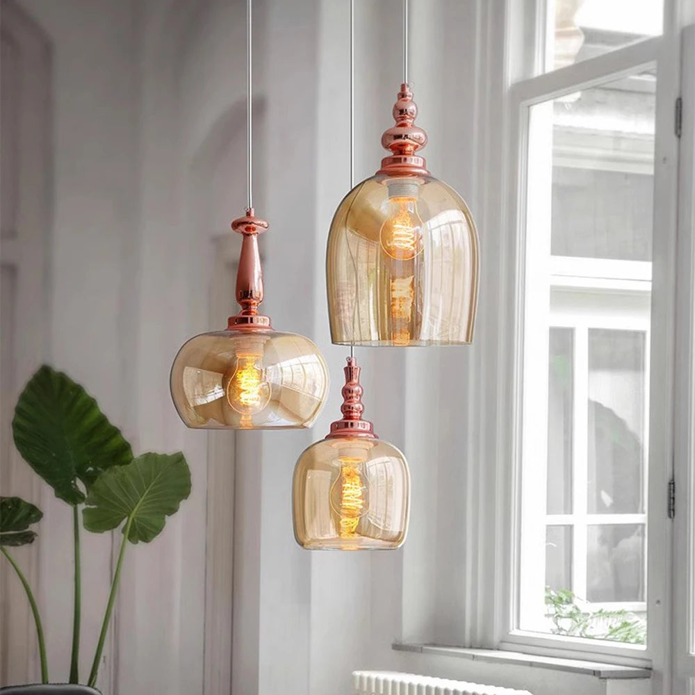 suspension rétro en verre style loft nordique décoratif pour intérieur - vue 3 sur 9