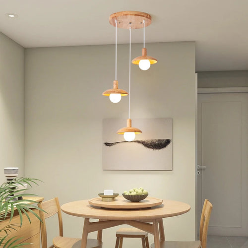 lustre led rondins frais style nordique créatif bois art - vue 4 sur 10