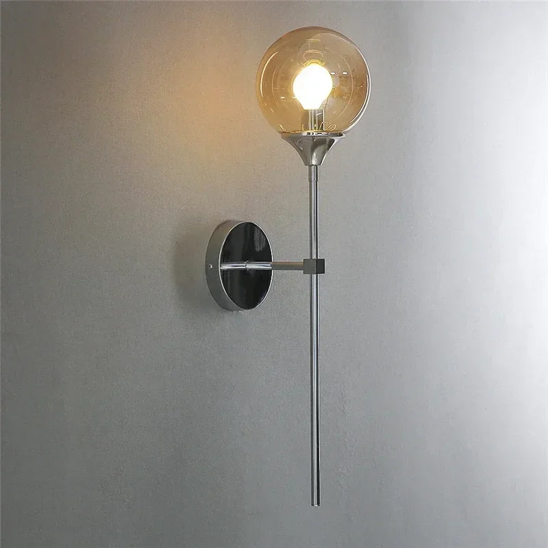 applique murale moderne en verre et chrome doré pour décoration intérieure - vue 5 sur 15