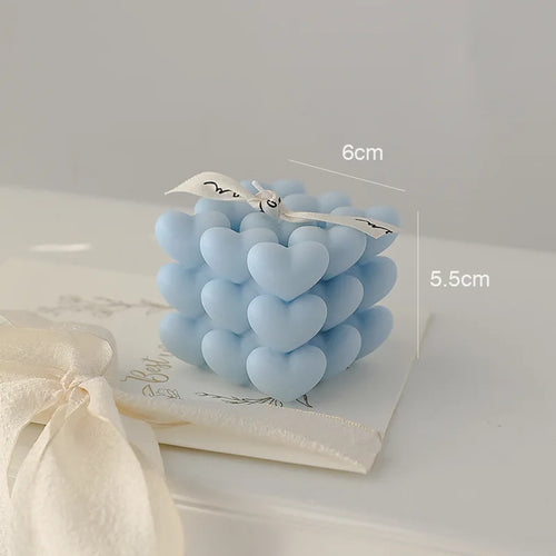 bougie parfumée cube cœur en cire de soja fait main décorative