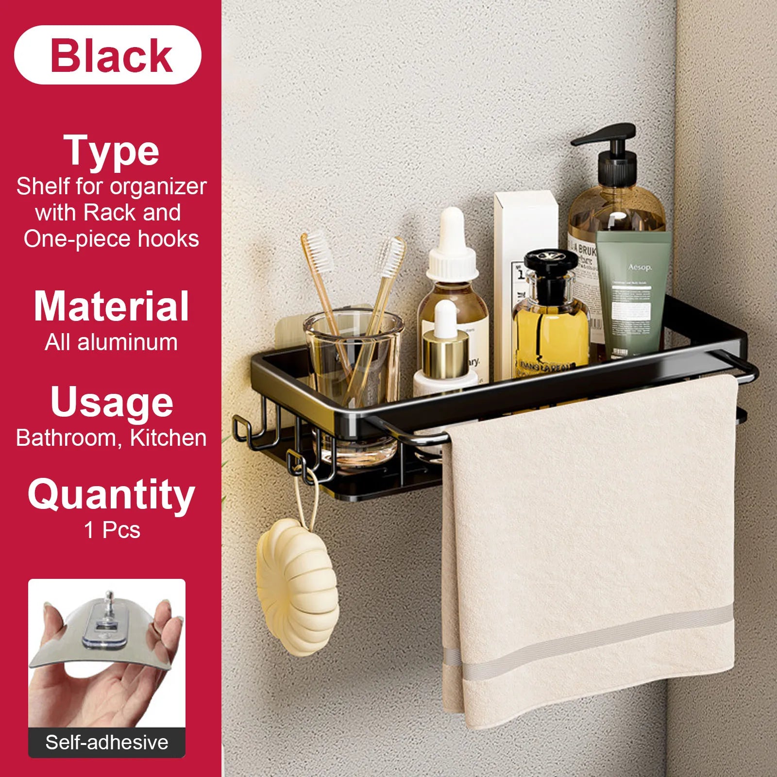 etagère murale sans perçage pour rangement de salle de bain et cuisine - vue 27 sur 30
