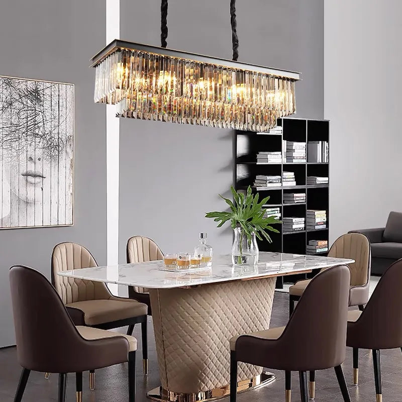 Nouveau Lustre en cristal LED moderne américain salon salle à manger Villa suspension chambre plafond suspension lampe décor à la maison Lustre