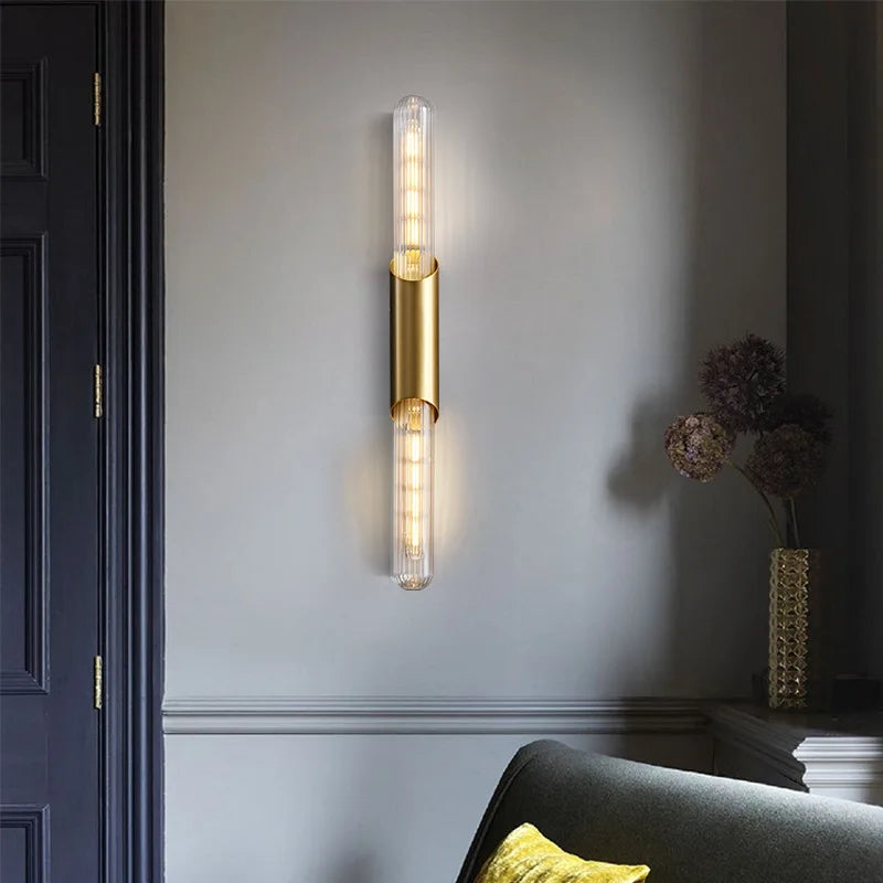 applique murale minimaliste en laiton et cuivre avec ampoule incluse - vue 4 sur 8