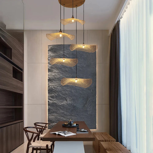 lustre en bambou style japonais pour décoration zen asiatique - vue 5 sur 11