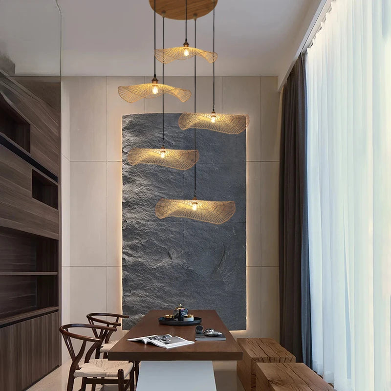 lustre en bambou style japonais pour décoration zen asiatique - vue 4 sur 11