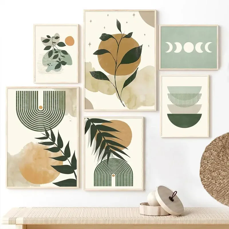 affiches boho géométriques soleil lune pour décoration intérieure
