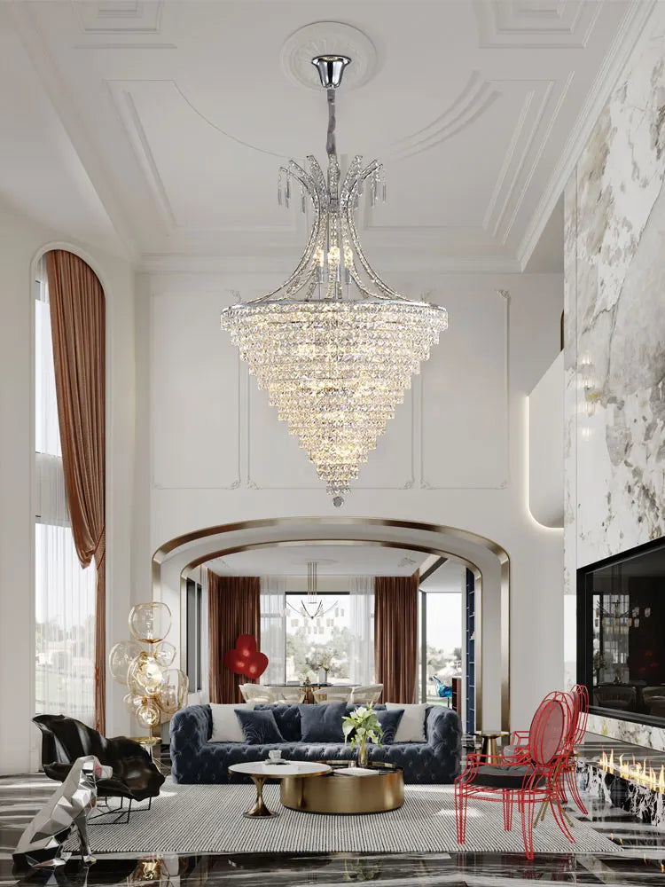 lustre en cristal chrome pour éclairage intérieur élégant - vue 2 sur 11