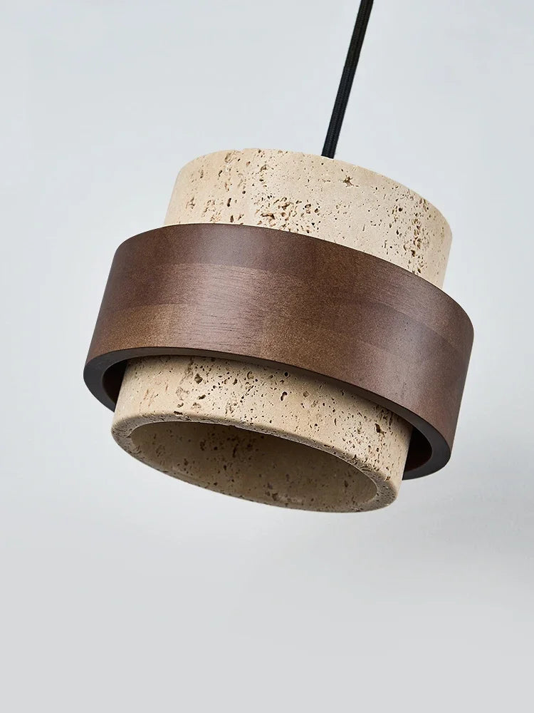 suspension en bois noyer avec lumière rétro pour bar restaurant - vue 5 sur 6