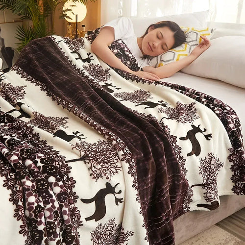 Plaid polaire léger motif carreaux floral salon