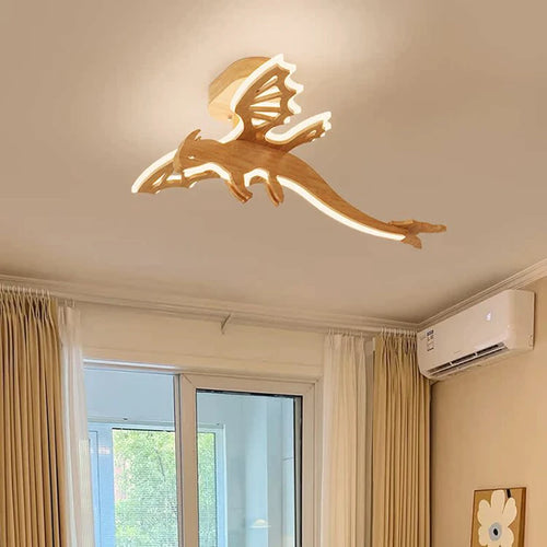 lustre dinosaure en bois pour chambre enfant et salle de jeux - vue 2 sur 7
