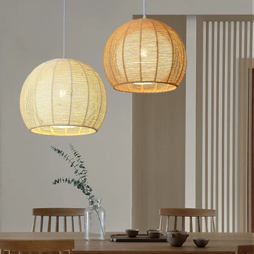 luminaire led nordique moderne en fer et corde de chanvre