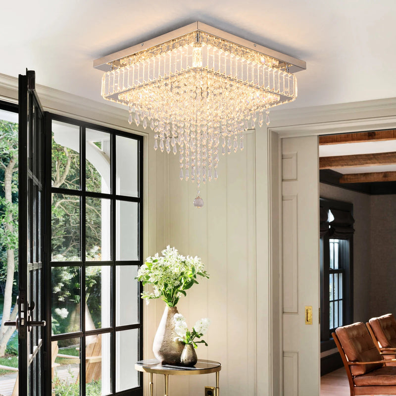 plafonnier Moderne K9 cristal LED carré décor à la maison éclairage salon salle à manger