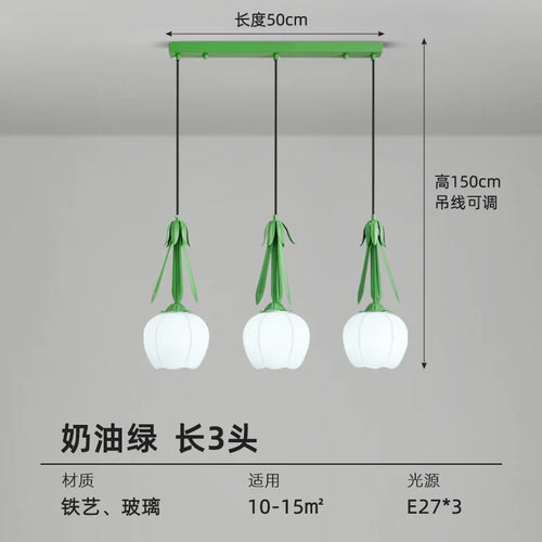 lustre art déco en verre avec abat-jour floral suspendu - vue 10 sur 11