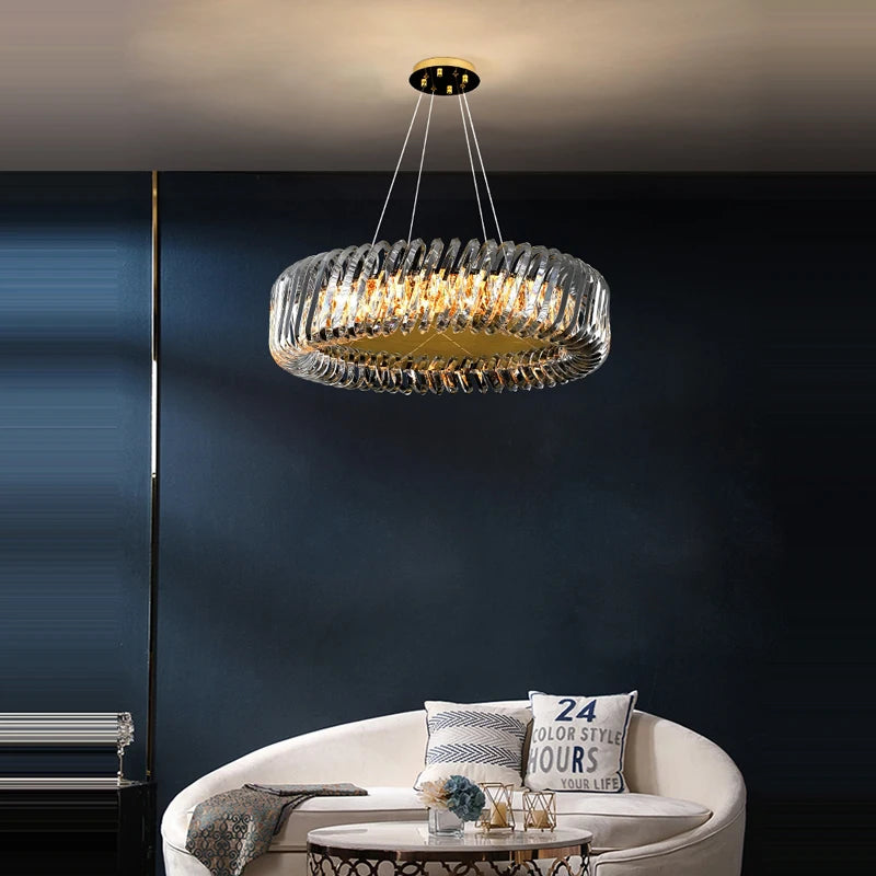lustre à led en verre cristal art déco intensité variable nouvelle tendance - vue 2 sur 17