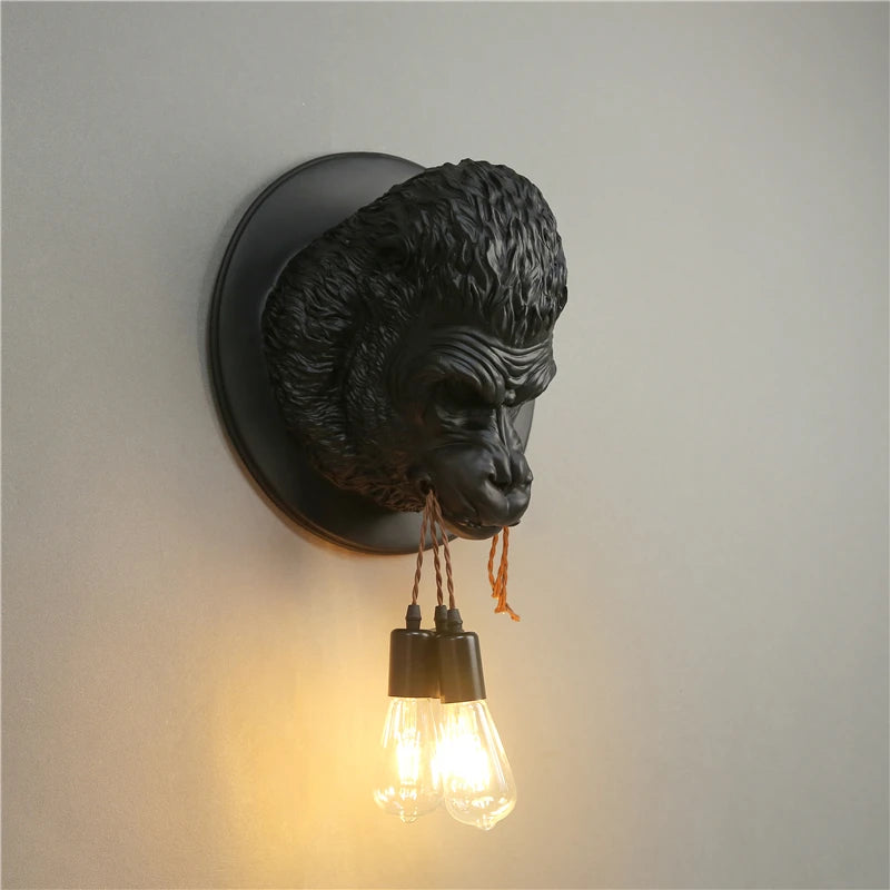applique murale moderne en résine de gorille art déco led vintage