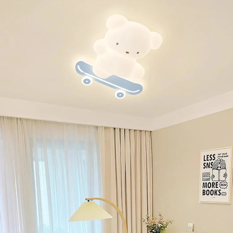 plafonnier ours skateboard lumineux pour chambre d'enfant moderne - vue 5 sur 8