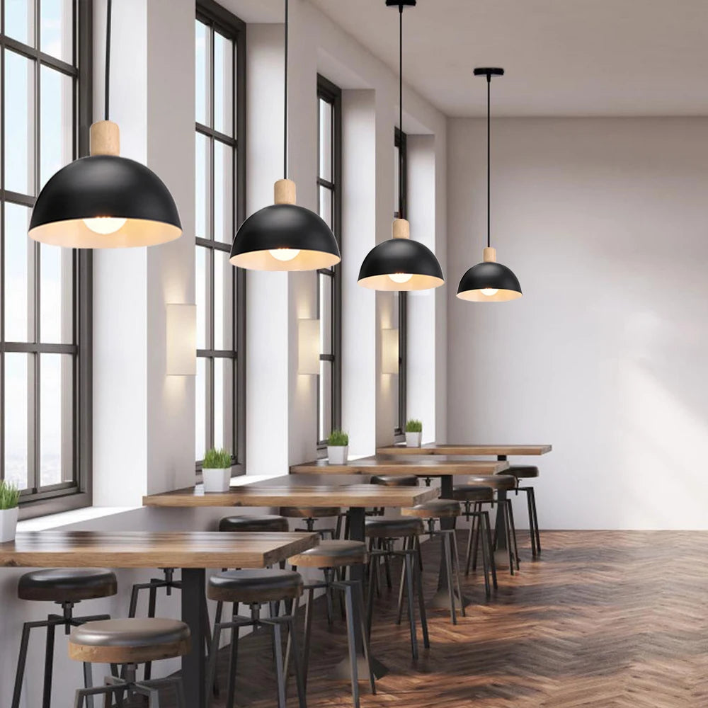 lustre nordique led en bois pour décoration maison