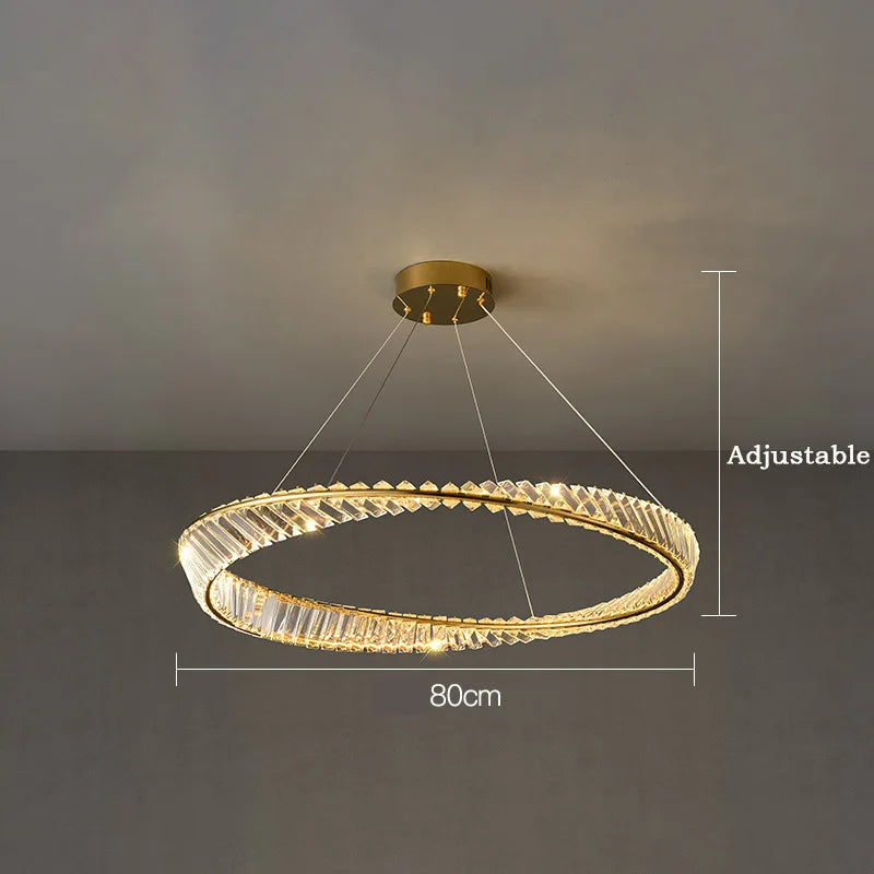 suspension moderne en aluminium et cristal led - vue 7 sur 14
