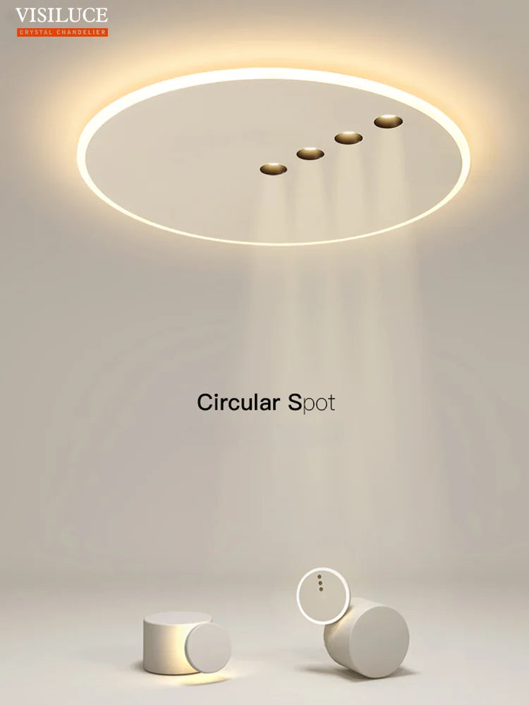 plafonnier led rond minimaliste à intensité réglable pour intérieur - vue 8 sur 8