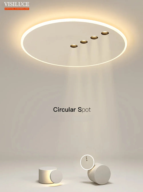 plafonnier led rond minimaliste à intensité variable pour intérieur - vue 8 sur 8