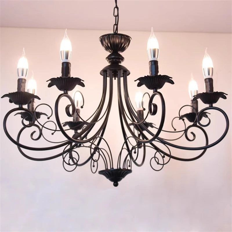lustre classique en fer forgé vintage pour décoration intérieure
