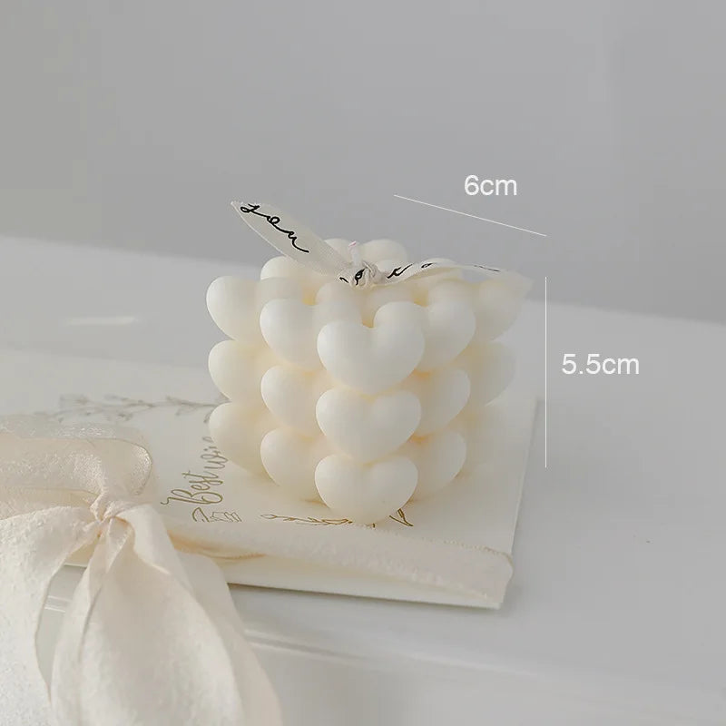 bougie parfumée cube cœur en cire de soja fait main décorative - vue 9 sur 11