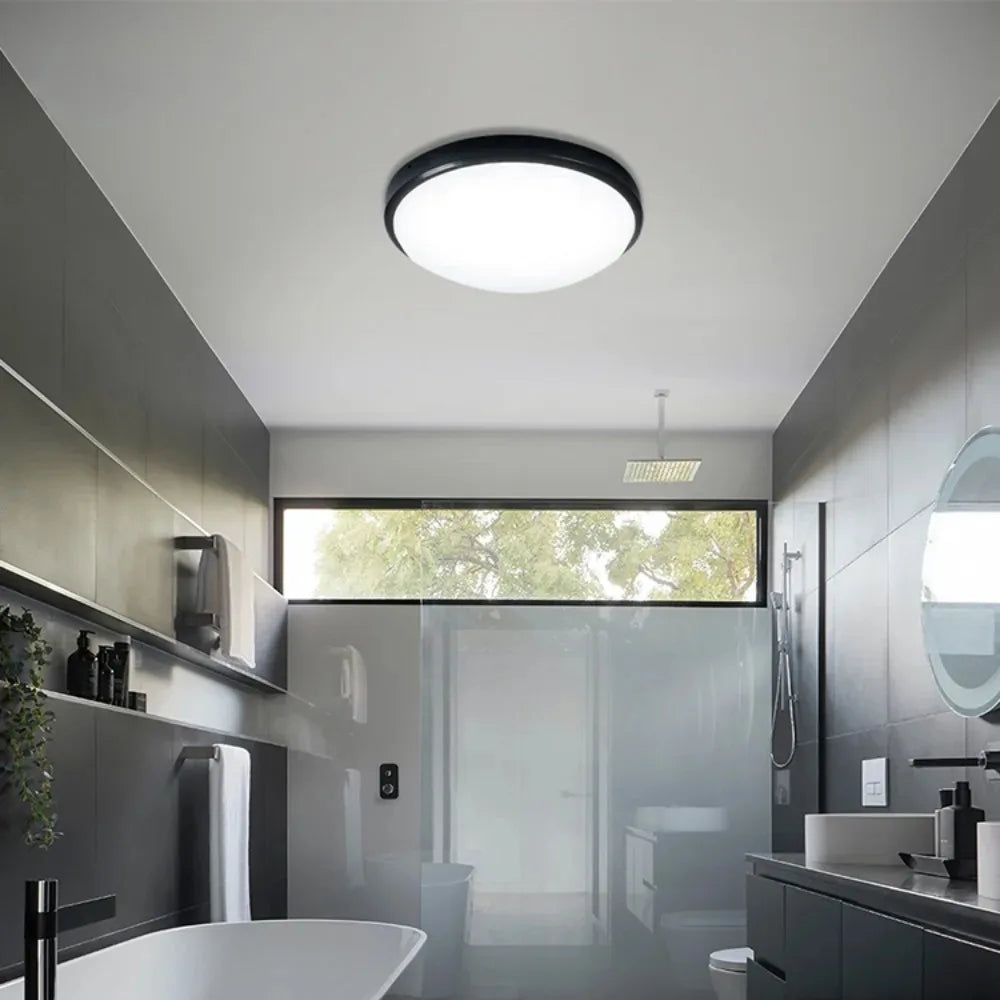 plafonnier étanche intérieur extérieur led 6000k design moderne - vue 4 sur 7