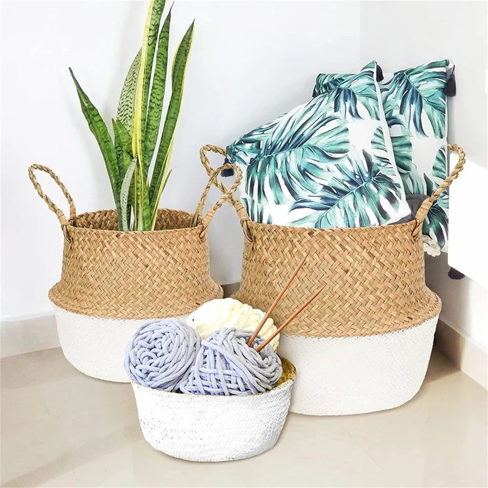 panier suspendu en osier pour rangement et décoration - vue 5 sur 13