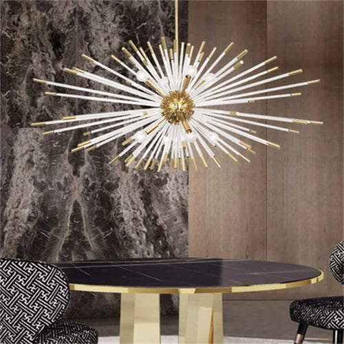 lustre de luxe design cristal pissenlit led pour décoration intérieure - vue 5 sur 12