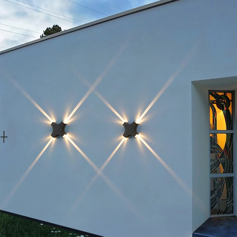 Moderne Simple 12W croix étoile lumière extérieure étanche applique murale LED décor porte d'entrée appliques jardin porche applique murale IP65
