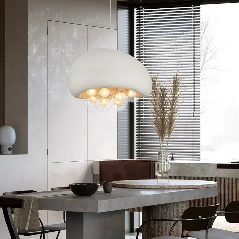 lustre suspendu minimaliste style wabi sabi avec éclairage led - vue 3 sur 12