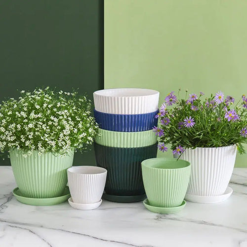 pots de jardin multicolores avec plateau pour semis de fleurs - vue 5 sur 10