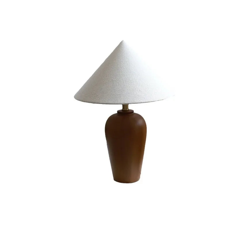 Vintage Table Lamp Desk Light with Wood Stand Fabric Shade - vue 6 sur 8