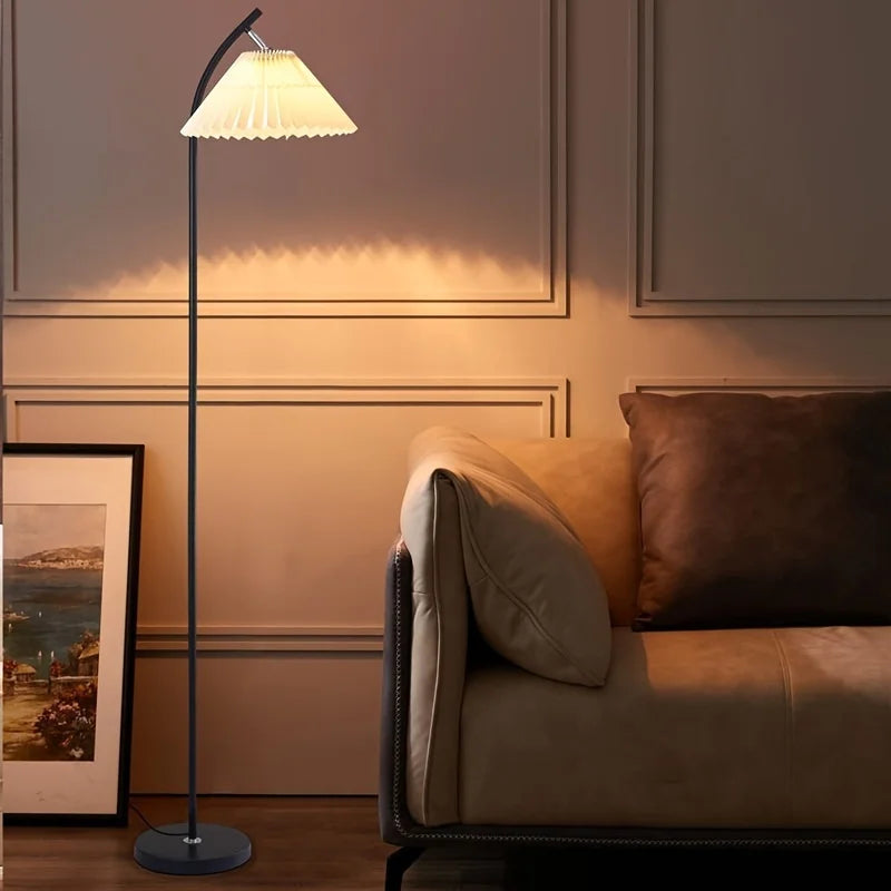lampadaire nordique moderne abat-jour plissé pour décoration intérieure