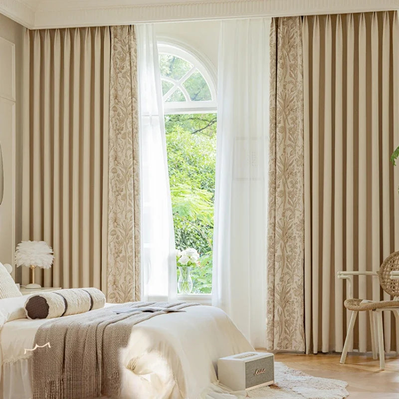 Rideau floral style retro chic pour salon chambre - vue 4 sur 10