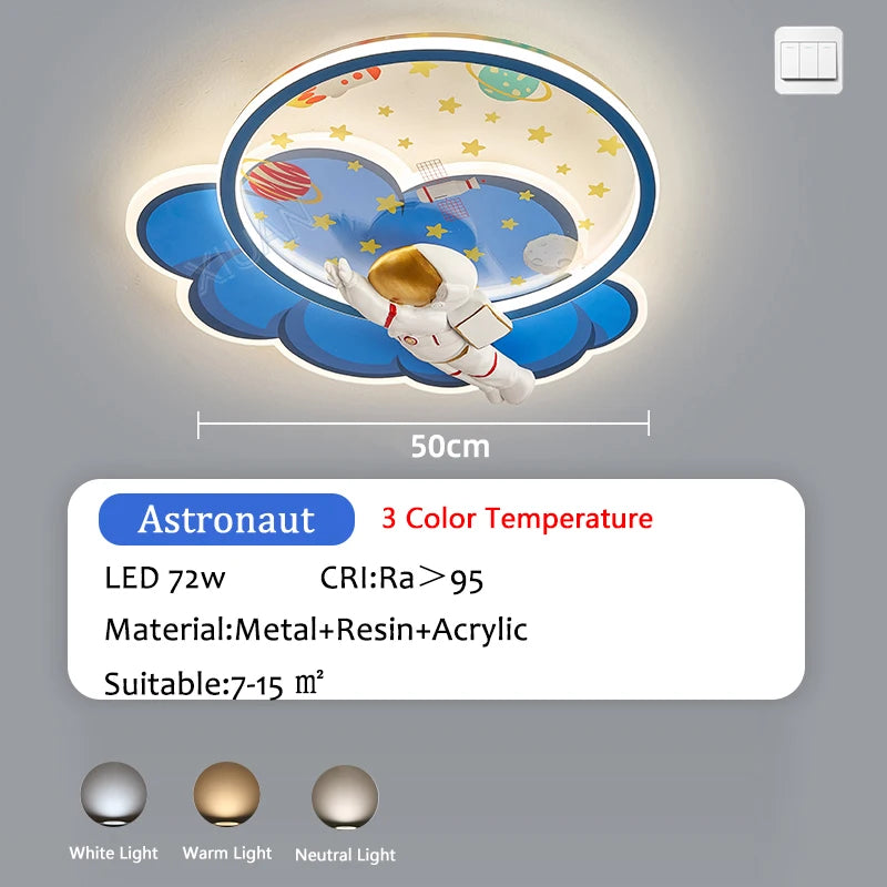 lustre astronaute forme nuage led variateur télécommande protection yeux - vue 7 sur 11