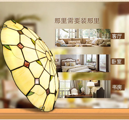 plafonnier méditerranéen éclairage tiffany led pour intérieur et extérieur - vue 6 sur 6