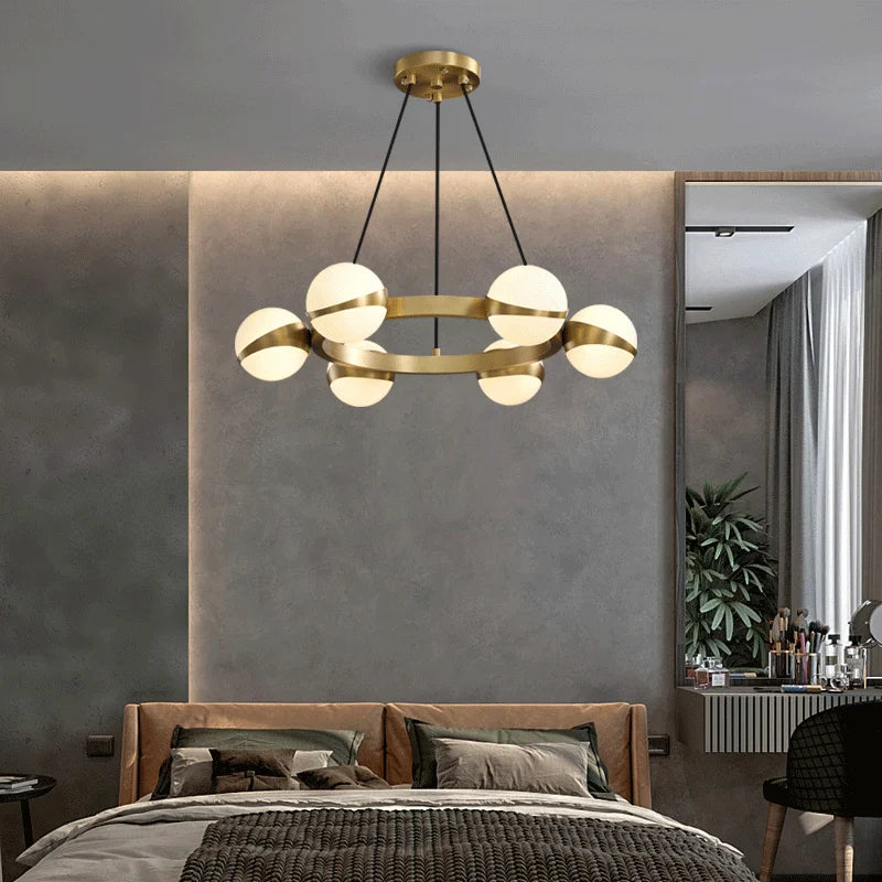 lustre nordique de luxe en cuivre avec anneau décoratif - vue 4 sur 9