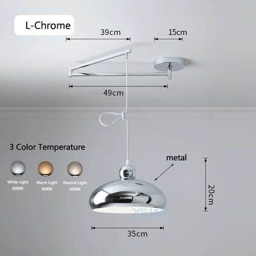 suspension moderne à bras oscillant led mobile - vue 18 sur 30