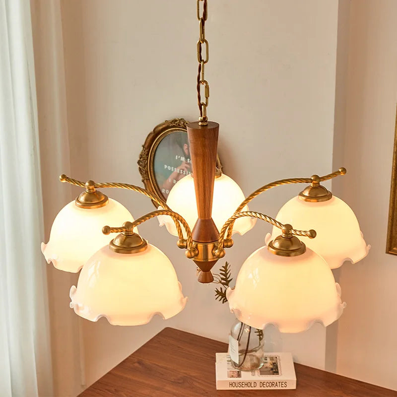 lustre vintage médiéval romantique en bois massif style japonais rétro - vue 4 sur 8