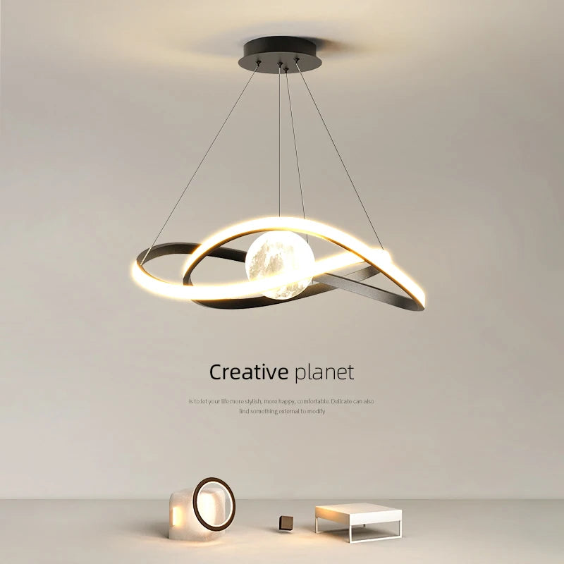 lustre nordique led lune lampe suspendue éclairage intérieur décoratif